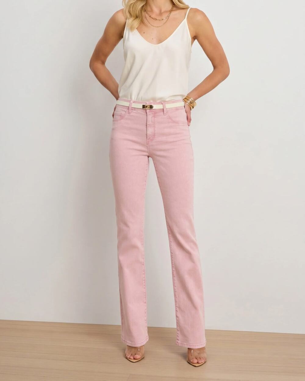 THE NOLI SHOP Aria Flare Jean Blush Pink Sz 28 Petite NWT $178 {3U21}